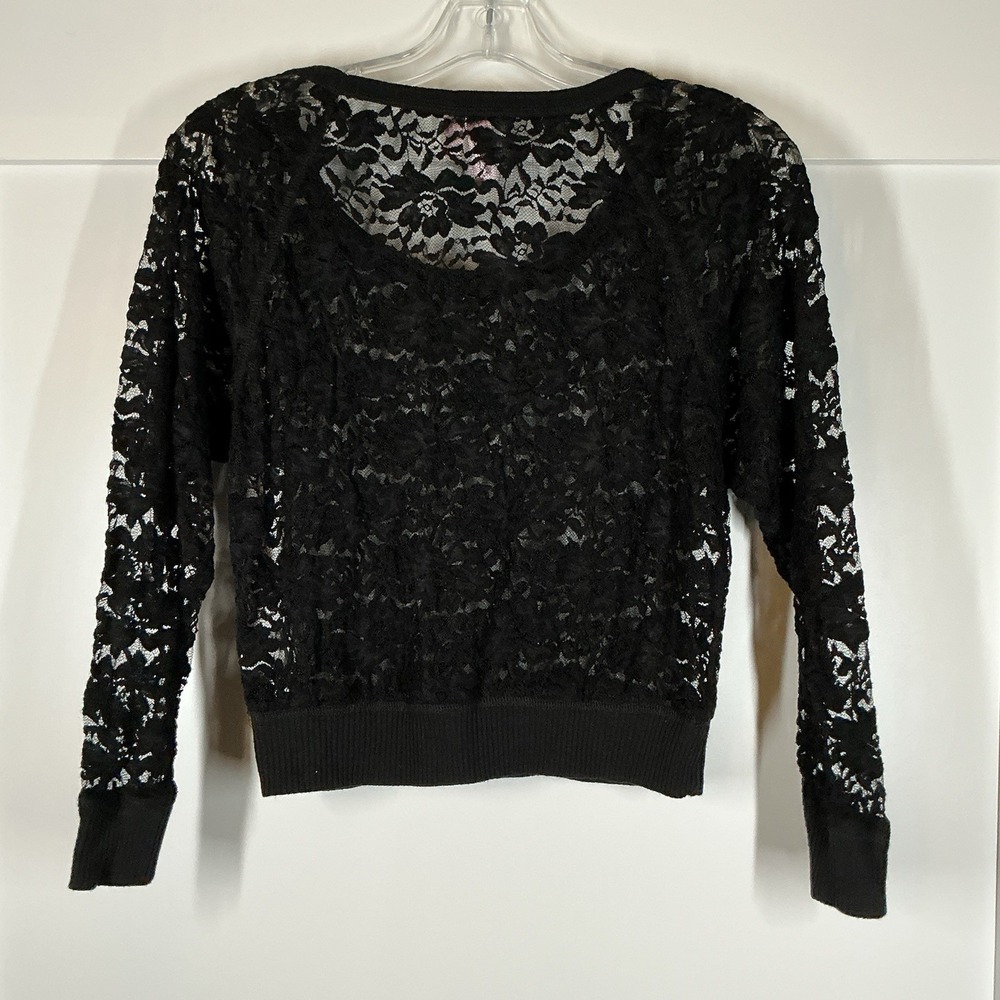Dolled‎ Up By Fang Womens Y2K Small Black Lace Sheer Blouse Whimsigoth Gothic - Picture 2 of 5